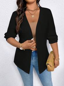 EMERY ROSE Plus Size Solid Long Sleeve Blazer, Fashion For Summer Graduation,Back To School,Teacher Outfits For Women Fall Cloth For Women Autumn