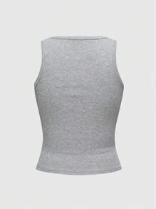 ROMWE J-Fashion Y2K Retro Chain & Bead Pierced Cross Detail Sleeveless Women Tank Top - Grey - View 2