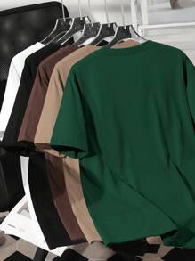 INAWLY Plus Size Women Solid Color Round Neck Short Sleeve Casual Versatile T-Shirt - Multicolor - View 2