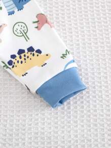 Cozy Pixies 男婴/女婴贴身卡通动物印花针织柔软圆领长袖上衣和裤子 2 件套睡衣套装 - 彩色 - 查看 7