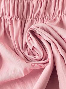 Flirla Camisa de talla grande con cuello redondo, textura, estampado de volantes con lazo en el busto, manga de farol, versátil para uso diario, escuela o vacaciones, primavera/verano - Multicolor - Ver 5