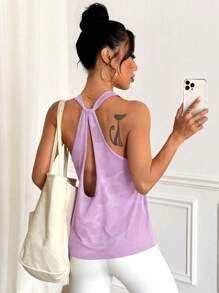 Easithlete Sporty T-Shirt & Tank Top Sets, Fashionable & Suitable For Summer - Purple - View 5