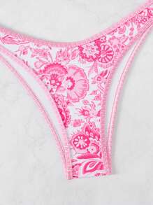 Swim Mod 假日海滩佩斯利印花比基尼套装 - 粉色 - 查看 4