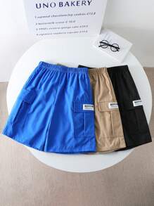 3pcs/Set Tween Boys Casual Streetwear Cargo Shorts, School Style - Multicolor - View 5