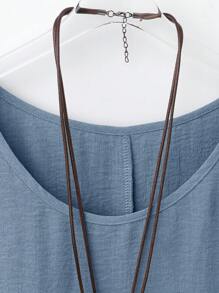 Linhara Plus Size Casual Resort Brown Shirt, Fashionable For Summer - Baby Blue - View 3