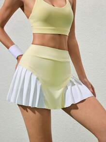 CourtClass Falda deportiva con shorts para mujeres para yoga y fitness, falda plisada cómoda con bolsillos para trabajo, casual, al aire libre y ejercicio