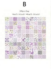SHEIN 1 Book / 100 Sheets Of Classic Decorative Paper, 6 Styles, 100 Unique Designs, Back To School Supplies, Suitable For Scrapbooking, Journaling, Crafts, Memos And Origami, General Stationery, Makes A Perfect Small Gift