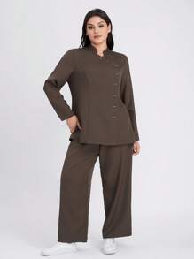 Scrubzie Set de 2 bucăți pentru femei, top și pantaloni, cu mânecă lungă, cu guler antirid