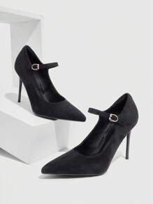 CUCCOO SZL Fashionable Sexy High Heel Pointed Toe Strap Pumps, Classic Versatile Design For Commuting, Dates, Parties - Black - View 8