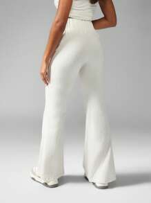 Missguided x Playboy 设计师喇叭裤运动裤弹力瑜伽舞蹈裤阔腿喇叭裤侧条纹休闲家居服秋冬 - 淺灰色 - 查看 4