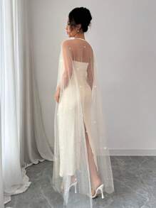 Rafferiza Elegant Birthday, Wedding Guest, School Graduation, Bridal Gown Dress With Mesh Detailing For Women - Apricot - View 2