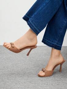 CUCCOO BIZCHIC 女士时尚纯色高跟凉鞋，夏季 - 棕色 - 查看 2