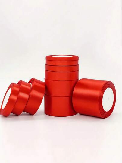 SHEIN 1pc Satin Ribbon(22 Meters/Roll),Double Faced Satin Ribbon For DIY Rose Decor, Gift Wrapping - Wedding Party Bow Ribbon For Table Chair Decoration, Flower Door, Gift Box, Cake Decor, Apparel Accessories, Weaving ,Creates Elegant Festive Atmosphere,Bow Ribbon(0.6/1/1.5/2/2.5/4/5 Cm Width)