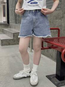 DAZY Tween Girl Denim Shorts, Summer,Back To School Clothes - Light Wash - View 4