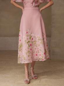 MOTF PREMIUM FLORAL PRINT ZIPPER SKIRT