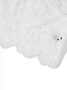 Gownix Women's Elegant Eyelet Embroidery White Blouse,Summer Holiday Tea Party Outfits For Vacation,Beach Resort Wear,Wedding Guest Graduation Birthday Dress - White - View 5