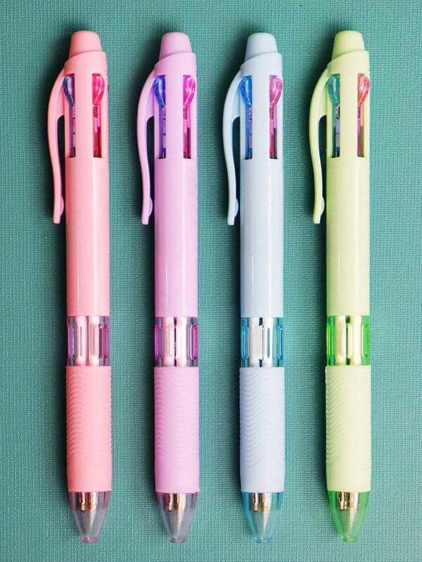 SHEIN 4pcs Colored Ballpoint Pen Back To School