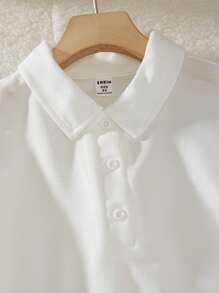 SHEIN Explorewe 青少年女孩学院风撞色条纹 Polo 衫和百褶裙两件套