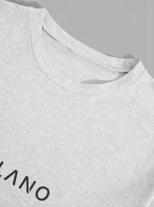 RueChic T-shirt à manches courtes régulier pour homme avec lettres imprimées et patchs