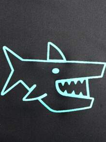 Manfinity Swimmode Men's Colorblock Shark Print Long Sleeve One-Piece Swimsuit - Black - View 8