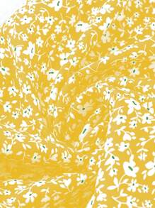 SHEIN LUNE Tuta lunga con vita arricciata e gambe larghe estiva da donna con stampa floreale ditsy, adatto per le vacanze, taglie comode