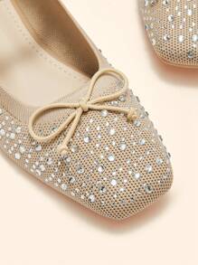 CUCCOO BASICS Women's Fashion Sparkling Brocade Mary Jane Flats, School/Student Cute & Sweet Style, Apricot Color - Apricot - View 4