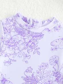 Baby Girl Animal & Plant Print Swimsuit - Multicolor - View 4