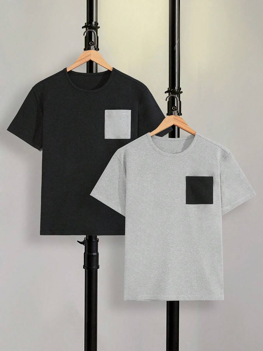 RueChic Men 2pcs Multi Pack With Pocket Regular T-Shirt - Multicolor - View 1