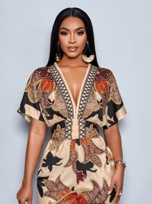 SOLERSUN Monos de mujer para verano con mangas tipo murciélago y estampado de cadena