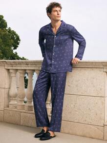 EverLounge Men's All-Over Print Long Sleeve Top & Pants Pajama Set - Multicolor - View 1