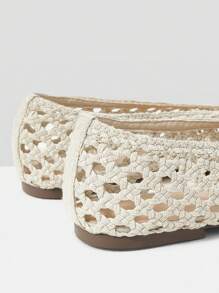 MOTF PREMIUM WOMEN'S WOVEN BOW DECOR WHITE FLATS FOR CHRISTMAS SPRING SHOES - White - View 6