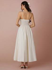 Enchnt 春夏浪漫女士杏色前系带细肩带连衣裙，甜美优雅性感太阳裙，适合婚礼季、节假日、度假、甜蜜约会和毕业季、女士夏季服装、女士音乐会服装、女士复活节服装 - 粉色 - 查看 6