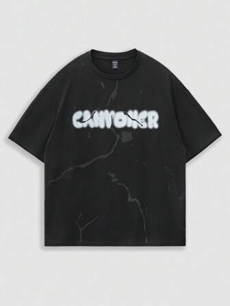 Street Life Camiseta de manga corta de cuello redondo con estampado de lema casual para hombres, verano