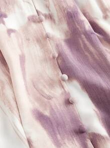 SHEIN MOD Vestido entallado de largo medio con cuello anudado efecto teñido anudado, vestido de primavera/verano para mujer, elegante, para vacaciones, casual, bohemio, vaquero, brunch, atuendos de playa, atuendos de concierto de música country, atuendos de rave y festival, ropa occidental para mujer, vestido morado, vestido de verano