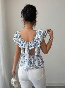 Airlisse Blusa con vita arricciata e stampa floreale