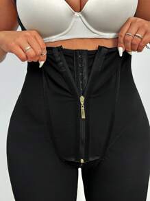 SHEIN EZwear Mono ajustable con escote en V profundo y cremallera delantera para mujer de talla grande