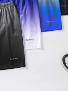 SHEIN 5 件/套 Tween Boy 休闲运动网眼面料渐变色工装短裤，适合夏季日常穿着和户外活动 - 彩色 - 查看 6