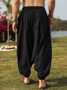 Manfinity RSRT Men's Mature Casual Oversized Drawstring Waist Baggy Harem Pants, Fall