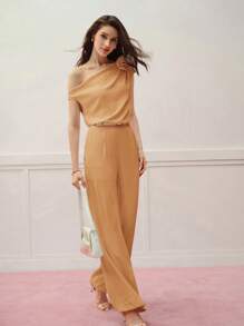 MOTF PREMIUM Asymmetrischer Blumen-Stereo-Necktop und Bügelfalten-Hose