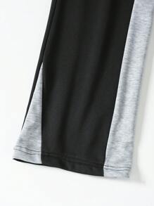 SHEIN Pantalón de chándal de pierna acampanada con parches de colores contrastantes para adolescentes