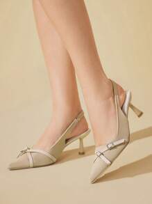 CUCCOO BASICS Women's Pointed Toe Adjustable Buckle Design Fashion High Heels - Apricot - View 8