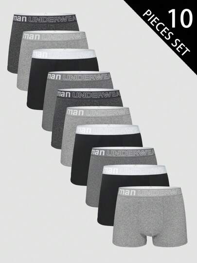 Manfinity Underwear&Sleepwear Basics ملابس داخلية مريحة للرجال بخصر مرن وطباعة حرفية