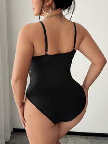 SHEIN SXY Body decorativo de encaje y parches sexy y elegante para mujer talla grande, adecuado para usar a diario, en el trabajo, para ir y venir, elegante, casual, de compras, para salir, fácil de combinar, estilizador, resalta la figura, favorecedora, para primavera/verano
