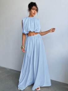 Aloruh Pleated Loose Elastic Waist Wide Leg Pants, Fashionable For Summer