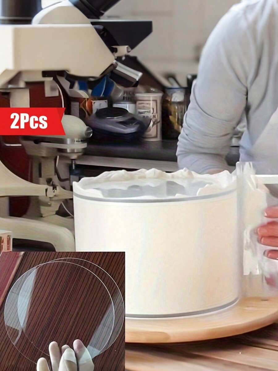 2 件蛋糕抹平初学者套装 - 4/6/8 英寸亚克力透明模具，边缘光滑，方便脱蛋糕 - 不带电，非常适合蛋糕店和家庭烘焙师 - 無色 - 查看 1