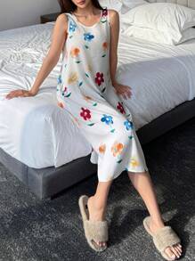 DAZY 花卉印花无袖女式睡袍睡衣，Moo Moo