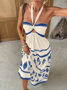 SHEIN VCAY 女式超长露背连衣裙，夏季时尚