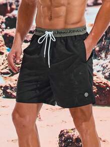 Surfspeed Traje de baño de unicolor para hombres, de moda apropiado para el verano - Negro - Ver 3