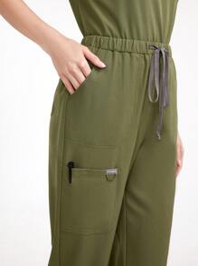 Scrubzie Solid Color Drawstring Waist Straight /Nursing Scrubs Bottoms