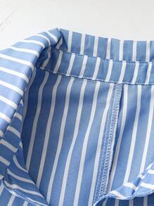 Chiquease Camicetta donna asimmetrica con vita stretta, a righe, con maniche lunghe e corte, camicia elegante con collo, adatta per la primavera/estate